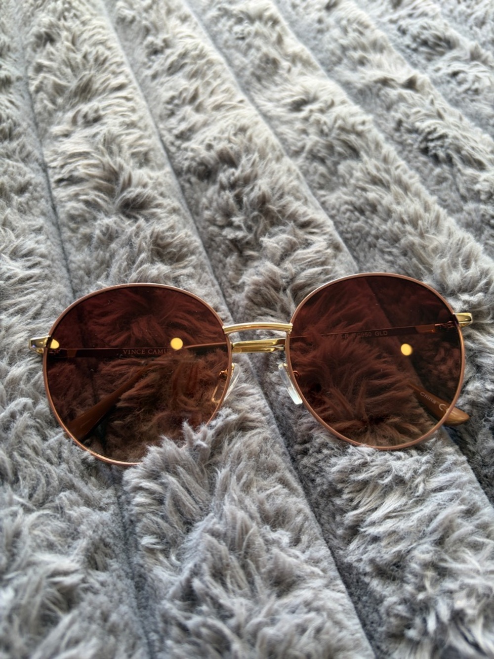 Vince Camuto Round Metal Sunglasses in Brown and Gold